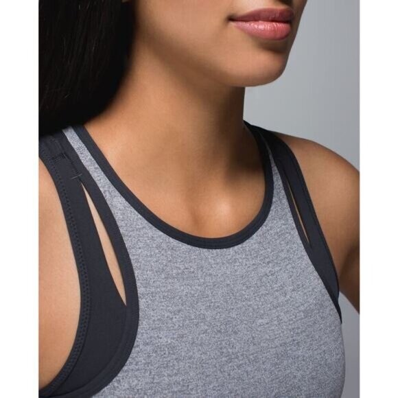 LULULEMON Inspiration Tank Sz 4 Heathered Slate / Deep Coal - Picture 4 of 10